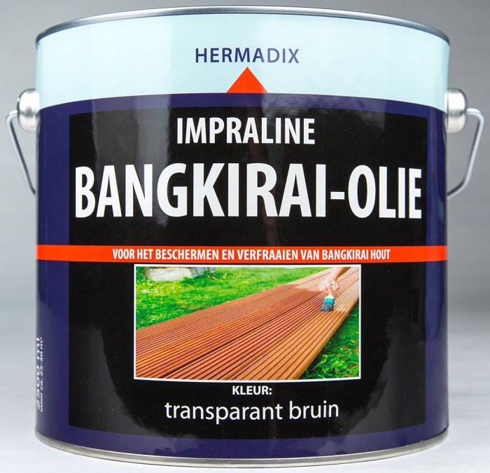 hermadix, impraline bankirai olie, 2,5 ltr, transparant bruin