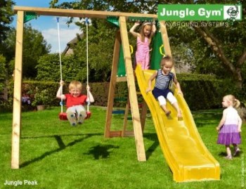 Speeltoestel, Jungle gym, klimtoestel, goedkoop, goedkope, peak, met glijbaan, speeltoren, speeltorens, speelhuisje, speelhuisjes, speelset, hout, houten
